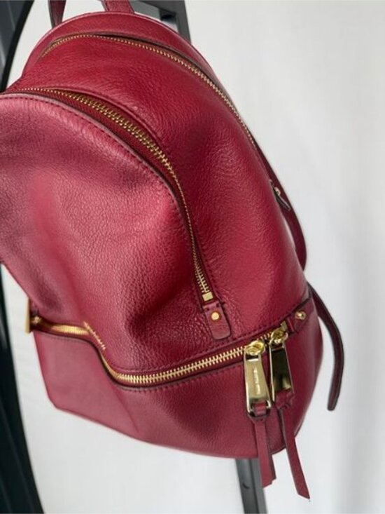 Michael Kors Rhea Medium Pebble Leather Backpack Dark Berry